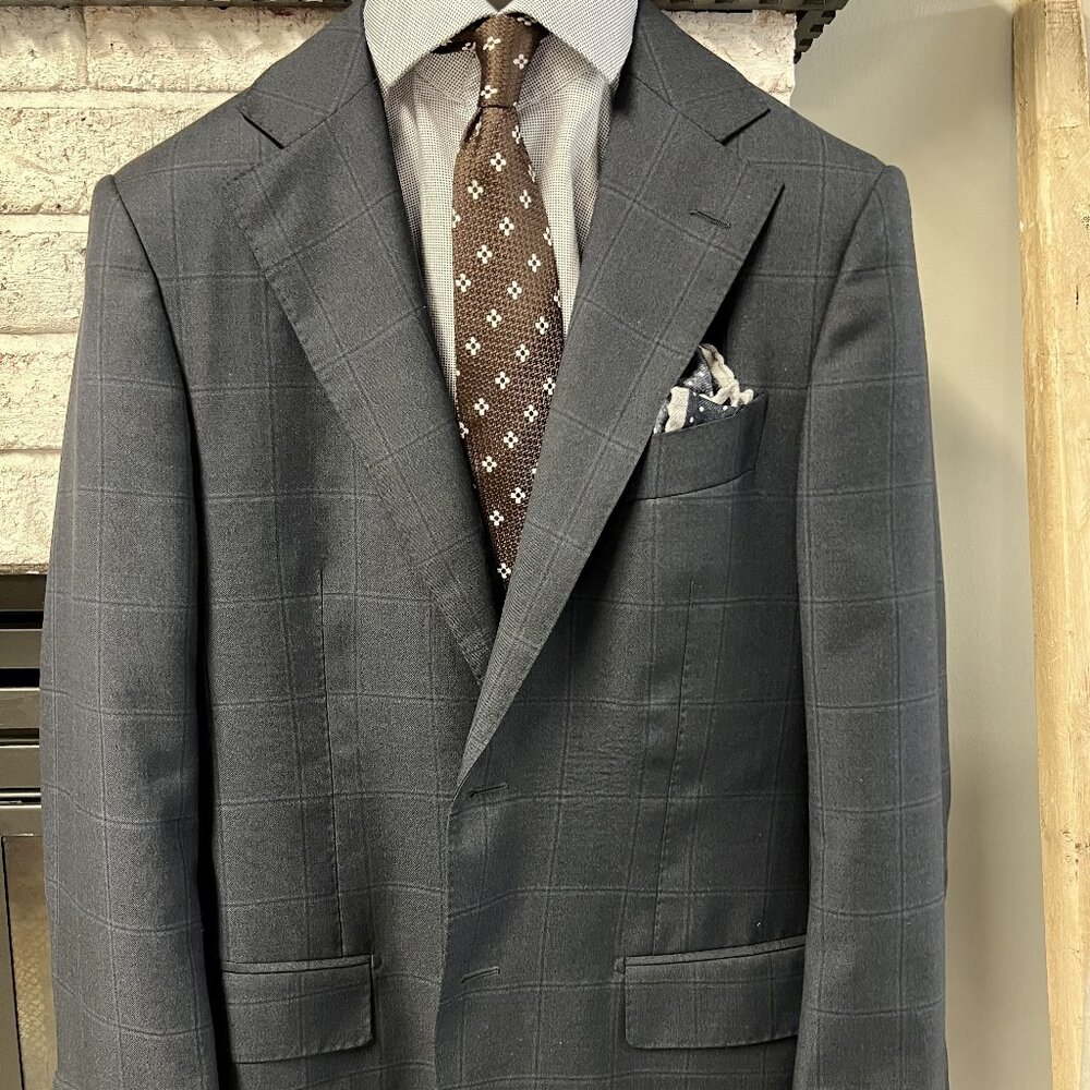 Suitsupply 38R Lazio Navy Windowpane